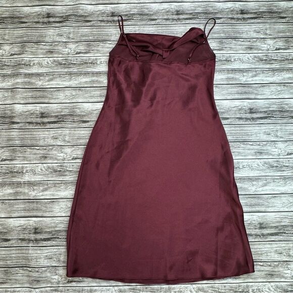 DB Studio Women's Midi Slip Cowl Dress 10 Merlot Burgundy Garnet Red Adjustable - Picture 4 of 13